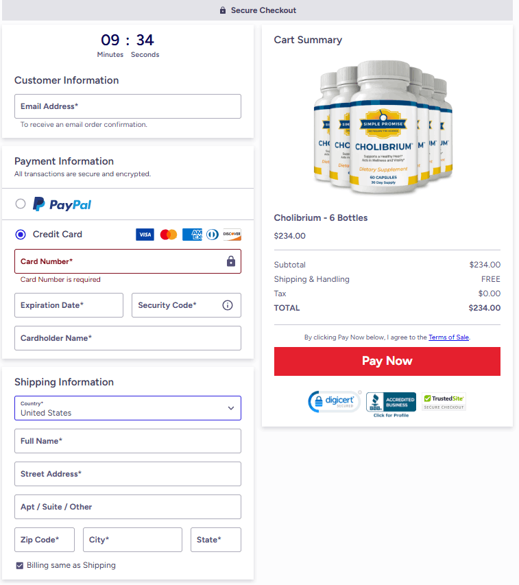 Cholibrium order page